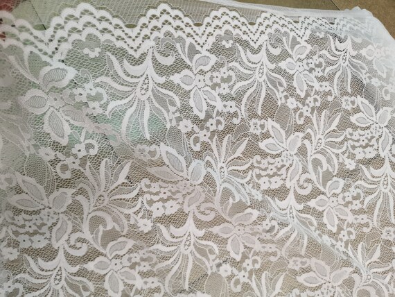 Black Paisley Lace Pattern on White Printed Spandex Fabric | Blue Moon Fabrics