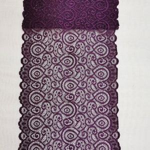 Purple Stretch Lace Trim for Lingerie purple Stretch Lace to Sew  12&quot; wdie stretch lace trim lingerie  by the yard