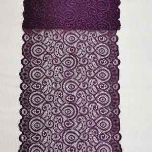 Purple Stretch Lace Trim for Lingerie purple Stretch Lace to Sew  12" wdie stretch lace trim lingerie  by the yard