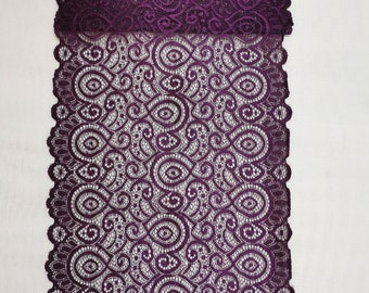 Purple Stretch Lace Trim for Lingerie purple Stretch Lace to Sew  12" wdie stretch lace trim lingerie  by the yard