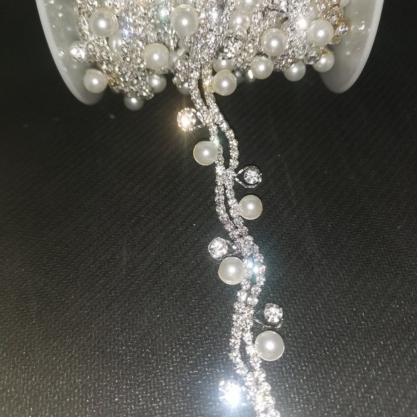 Perla de boda y adorno de cristal DIY Dress Straps Boda Perla Rhinestone Trim recorte de pedrería cortado a medida o al por mayor