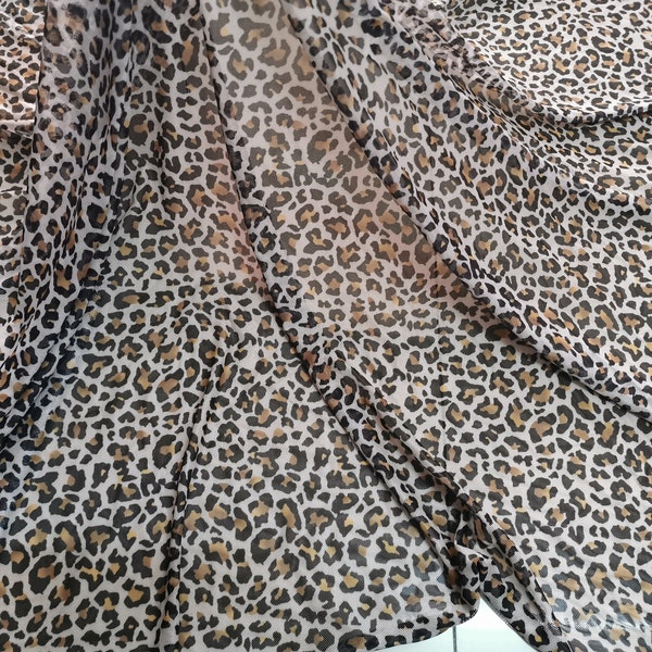 Tessuto elasticizzato in 4 direzioni con stampa leopardata, tessuto con stampe animalier, tessuto leopardato tagliato su misura