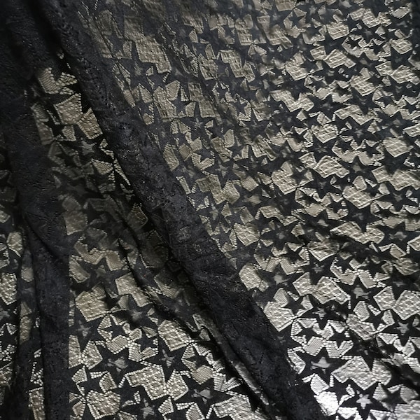 Svart stjärnspetstyg: 4-vägs stretchig nylon spandex, 142 cm bred