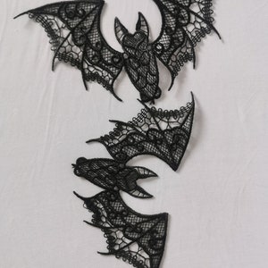 Black lace bat Embroidered Lace Bats lace bats Black Halloween Decoration, Gothic wedding decoration, Halloween wedding decor