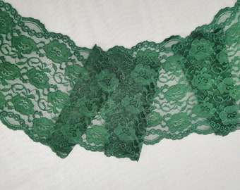 Dark green stretch lace trim Hunter green  Stretch Lace for Lingerie  Bra Making  stretch lace trim lingerie  by the yard