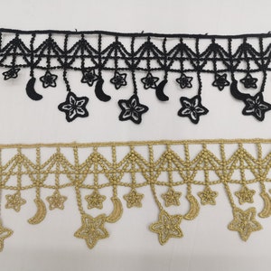 7cm  wide halloween Lace trim, Black embroidery lace for Halloween choker,teampun/ Halloween supplies Lace Trim Star Craft Lace for Sewing