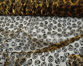 Pumpkin Flocking on Organza Fabric - 58" Wide, By The Yard