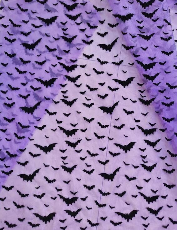 Mesh Fabric With Bats Black Bat Print Fabric for Halloween Etsy