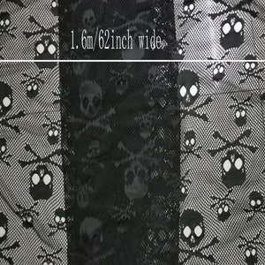 Black Skull lace fabric  Skull fabric Halloween supplies by the yard