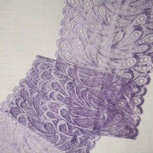 3tyard lavender lace trim 7&quot; wide lavender Elastic Lace stretch lace elastic lace trim