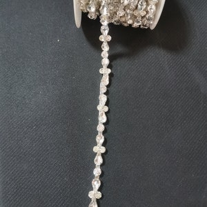 Siliver Thin Crystal Trim Rhinestone Rhinestone Trim by the Yard by the yard  or wholesale