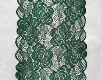Hunter green Stretch Lace for Lingerie dark green lace trim Lingerie Lace  by the yard