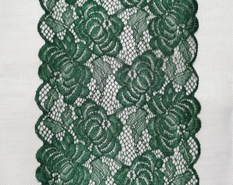 Hunter green Stretch Lace for Lingerie dark green lace trim Lingerie Lace by the yard