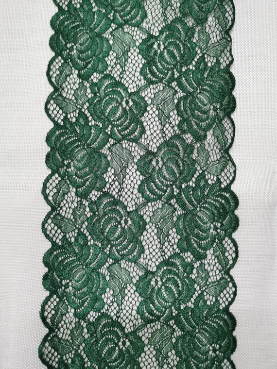 Hunter Green Stretch Lace for Lingerie Dark Green Lace Trim