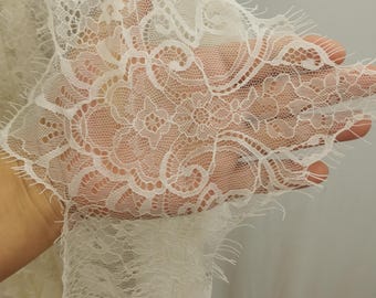 23 cm de large 3 yards de dentelle de cils ivoire pour voile de mariée