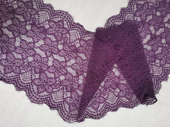 Purple lace trim fabric discount