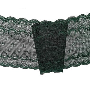 Hunter green  Stretch Lace for Lingerie  Bra Making 7inches/18cm wide green lace trim  stretch lace trim lingerie  by the yard or wholesale