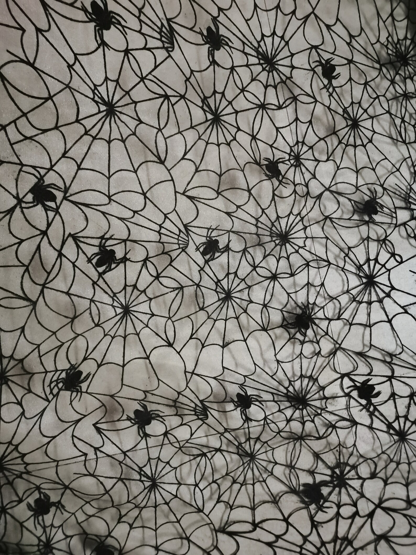 Black Spider Flocking on Tull Mesh Spider Fabric Spider  Etsy
