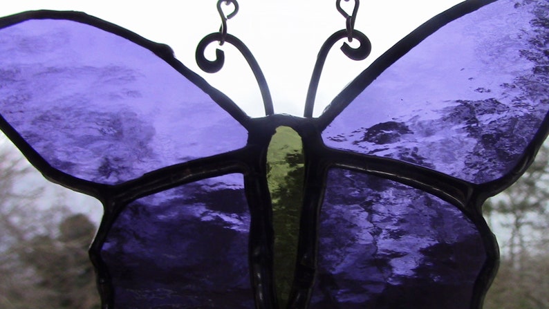 Purple Butterfly with Violet Cabochons Stained Glass 4 34