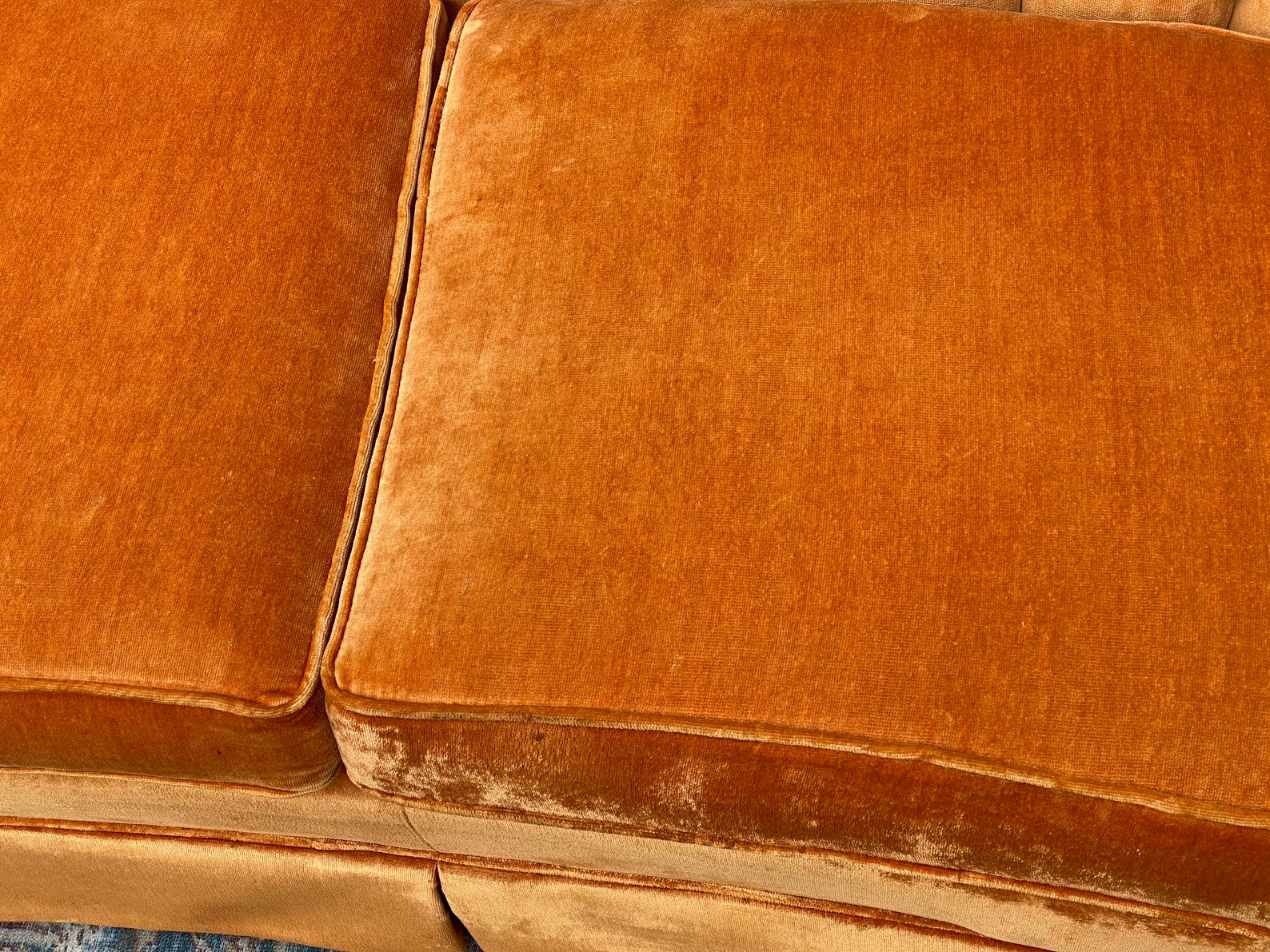 Vintage Orange Velvet Tufted Sofa Couch Etsy