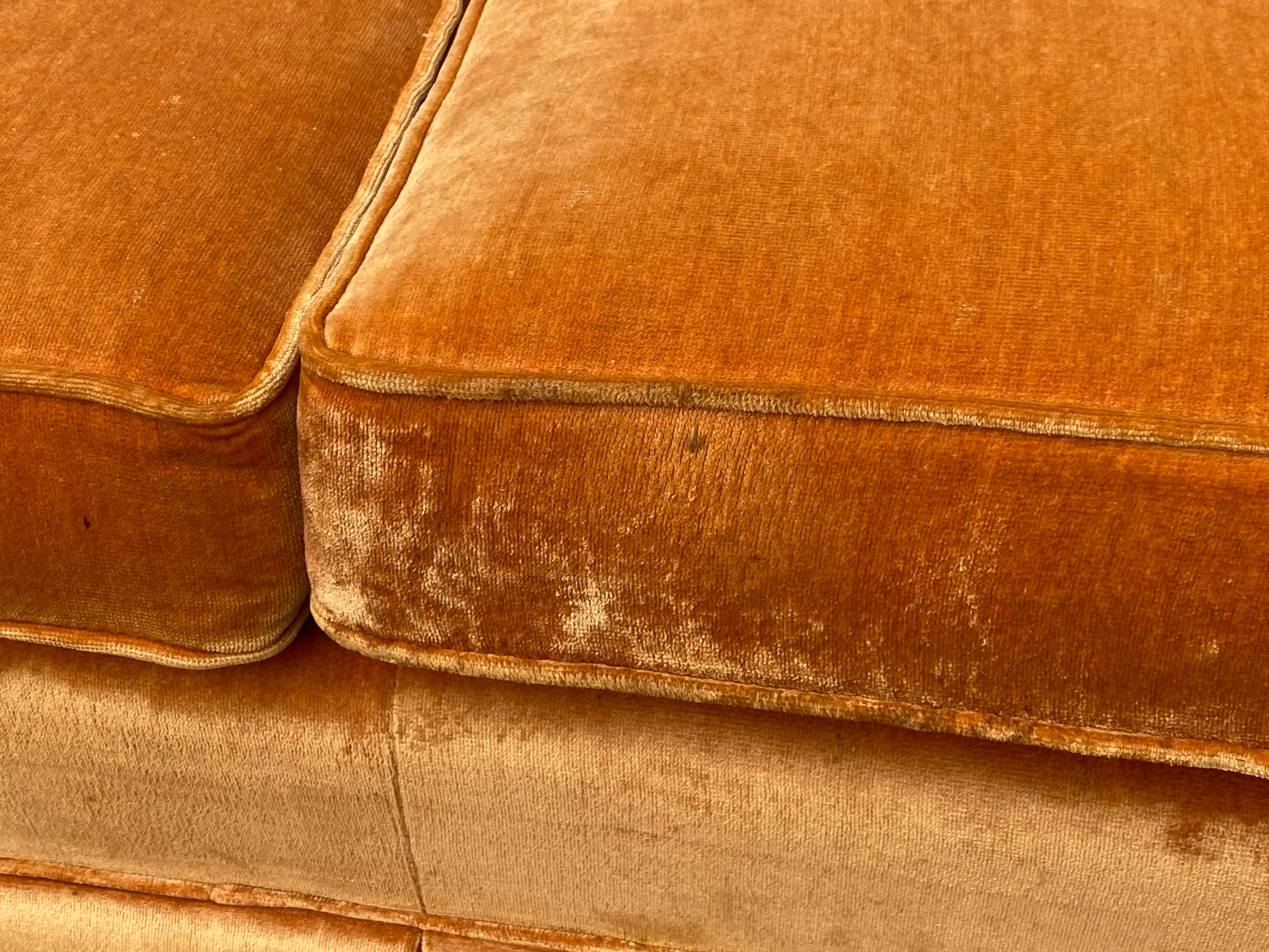 Vintage Orange Velvet Tufted Sofa Couch Etsy