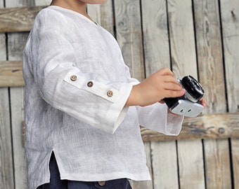 Boys linen shirt, Boys long sleeve shirts, White linen dress shirts, White long sleeve shirts, Linen boys outfit, Boys shirts, Linen top