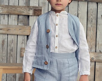 White linen boys dress shirt , Blue linen top for boys, Linen clothes for kids, Linen boys outfit, Boy shirt, Linen top, White boy shirt