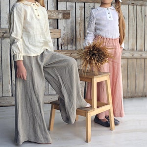 Girls Wide Leg Pants Girls Linen Pants Girl Summer Trousers Toddler Girl Pants Girls Palazzo Pants Girls Pants With Pockets Etsy Canada