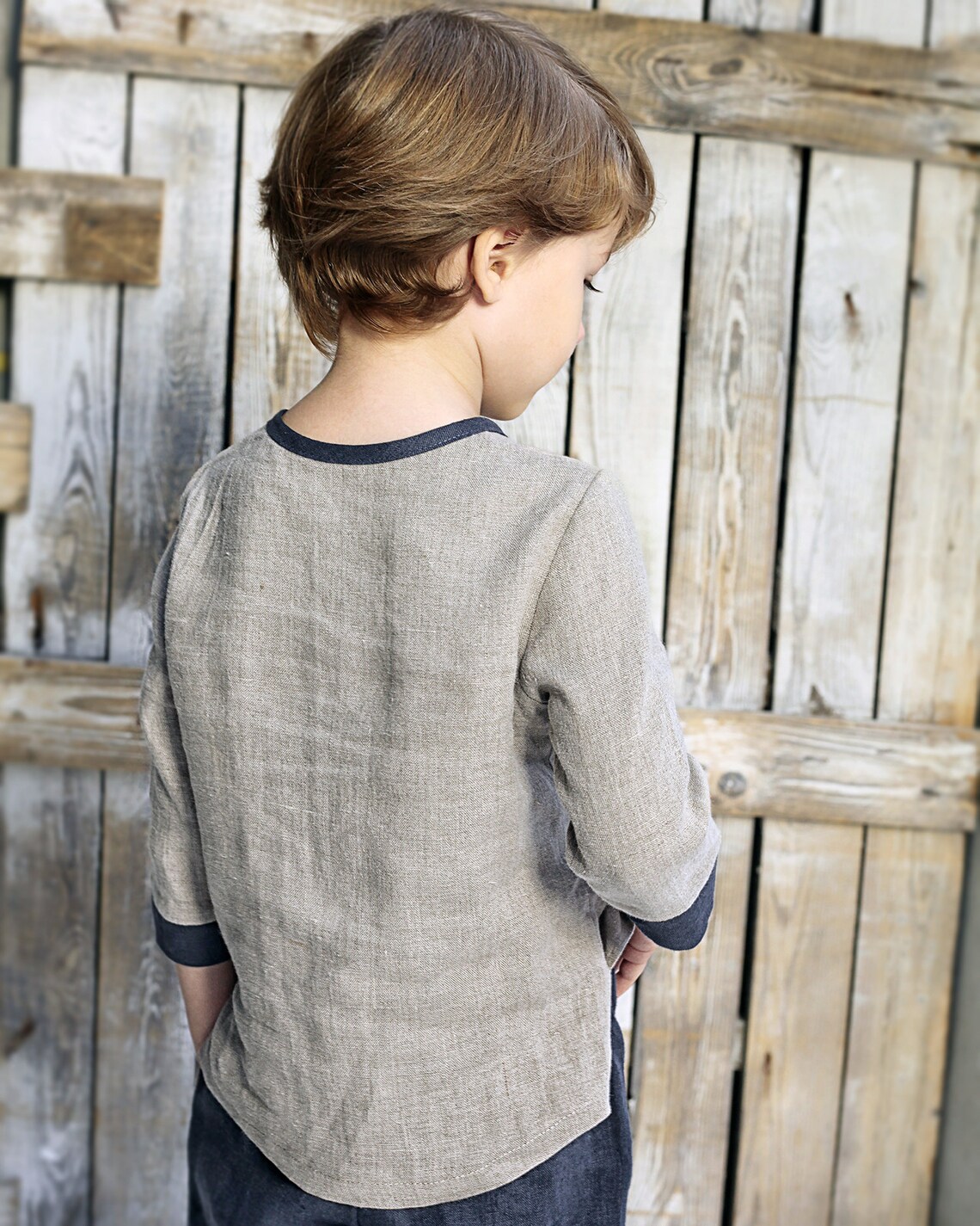 Boys Linen Shirt With Buttons , Linen Top for Boys, Linen Clothes for Kids, Linen Boys Outfit