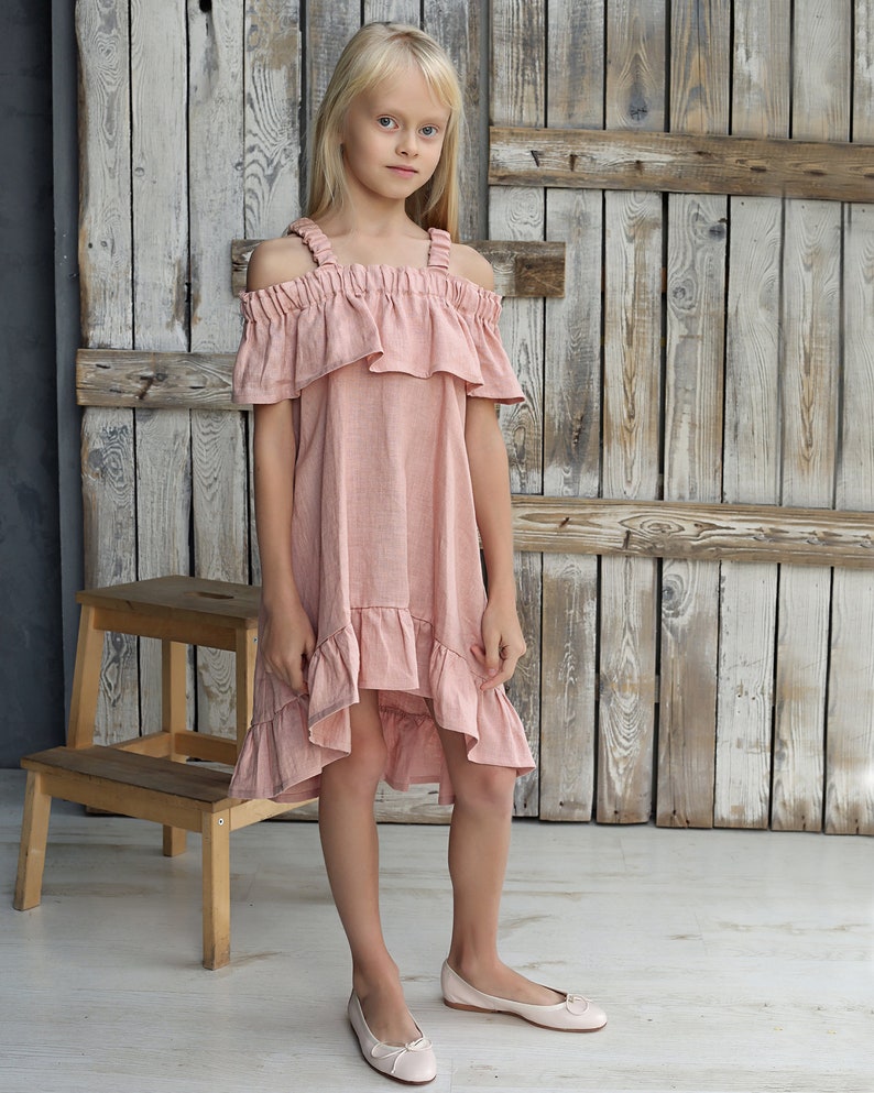 Girls Holiday Dress, Summer Girls Dresses, Linen Dress for Girls, Girl