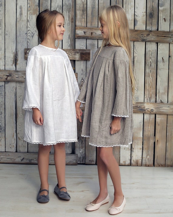 white linen girls dress