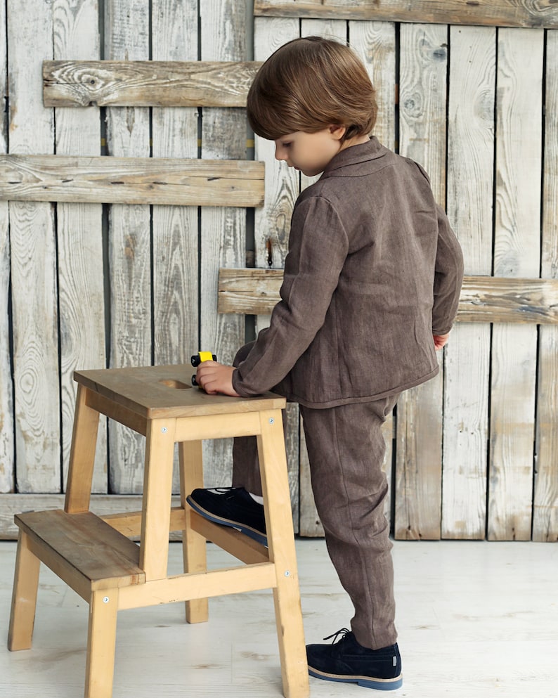 Baptism Outfit Boys Suit Set Toddler Suits Linen Boys Etsy