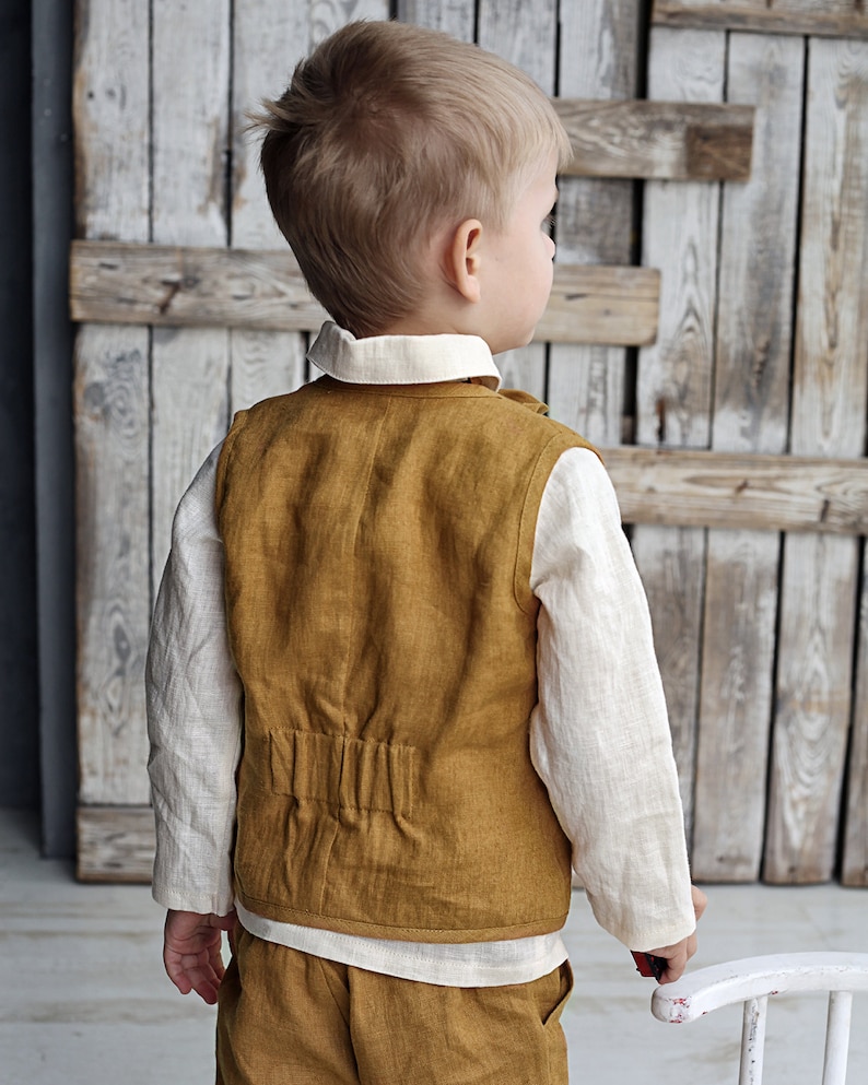 Linen Boys Vest Linen Boys Outfit Boys Vest Suit Formal Etsy