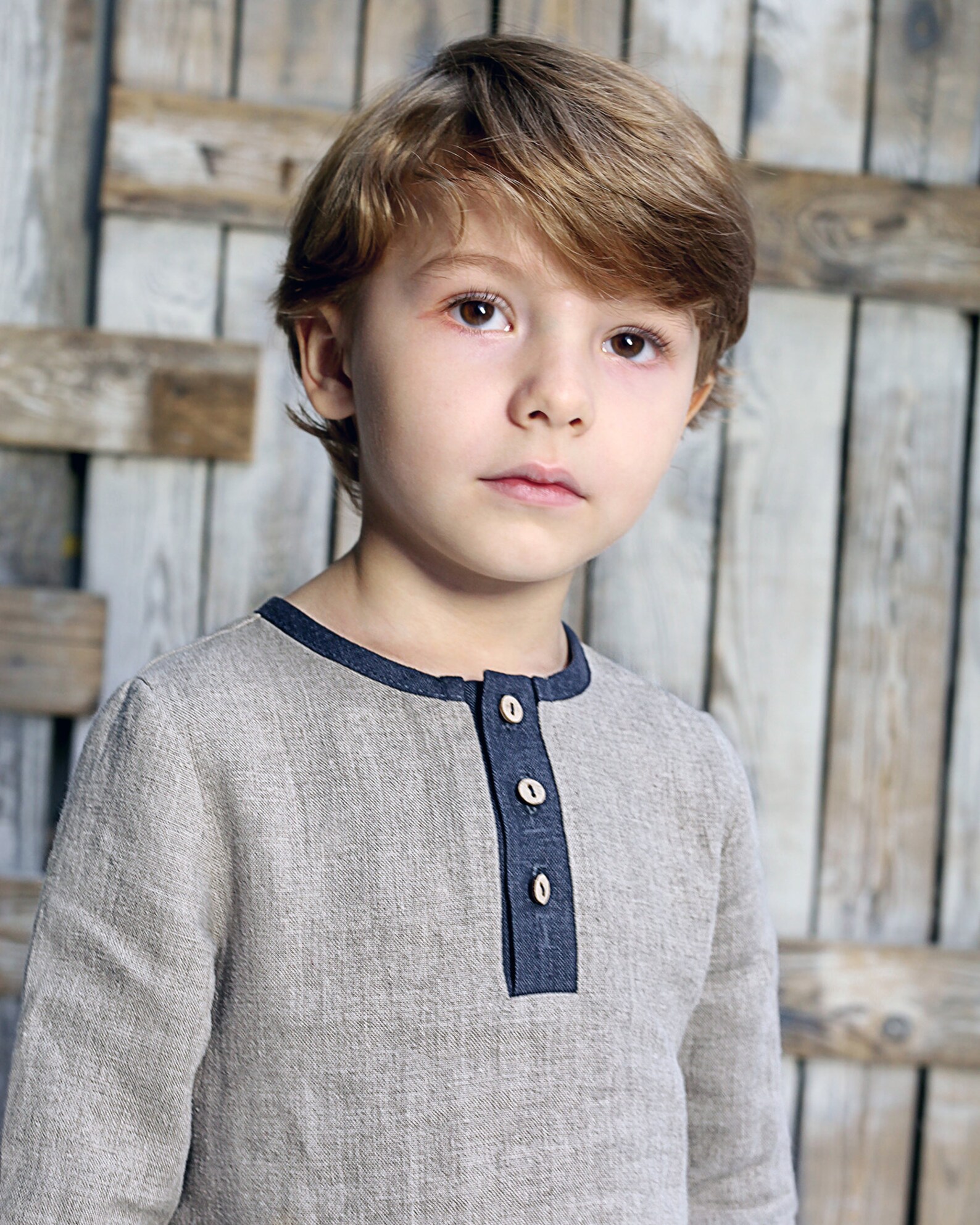 Boys Linen Shirt With Buttons , Linen Top for Boys, Linen Clothes for