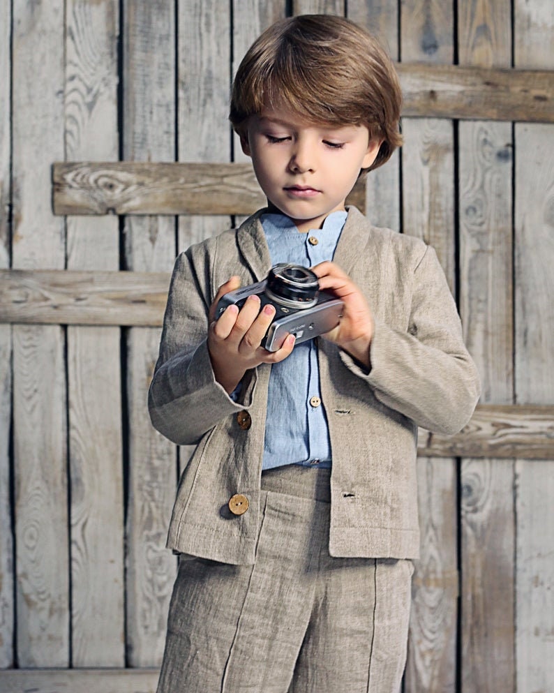 Boys Linen Suit Boys Suit Set Linen Boys Outfit Boys Etsy