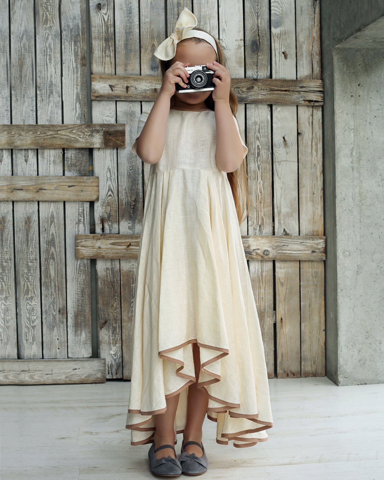 Linen Girls Dress Flower Girl Dresses Toddler Baptism Dress Etsy UK