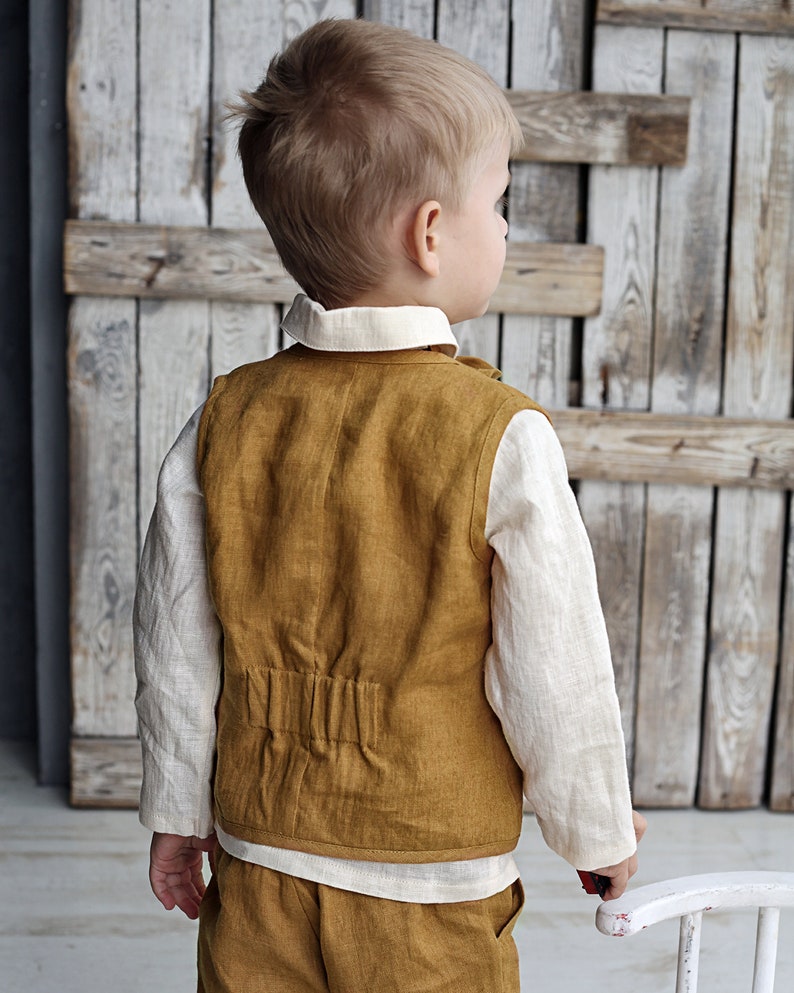 Boys vest and shorts set Boys suit set Linen boys west suit Linen boys suit Linen boys outfit Linen boys clothes Ready to ship 3T