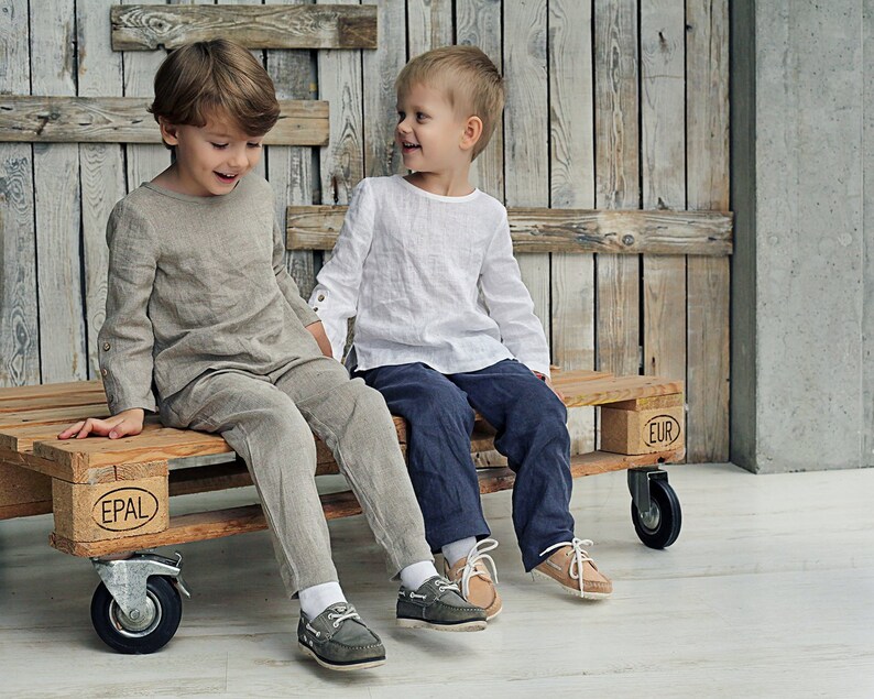 Linen top Boys long sleeve shirts Boys linen shirt White long sleeve shirts Boys shirts Linen boys outfit White linen dress shirts