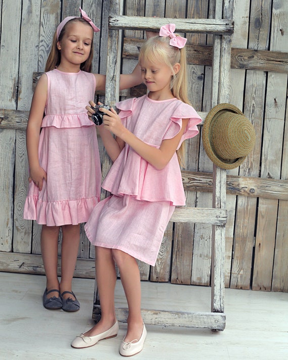 Ready to Ship Linen Girls Party Dress Girl Party Dress Girl Occasion Dress Party Dresses for Girls Girl Dress Pink Girls Dress Etsy Ireland
