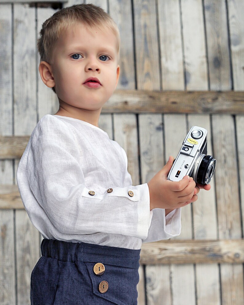 Linen top Boys long sleeve shirts Boys linen shirt White long sleeve shirts Boys shirts Linen boys outfit White linen dress shirts