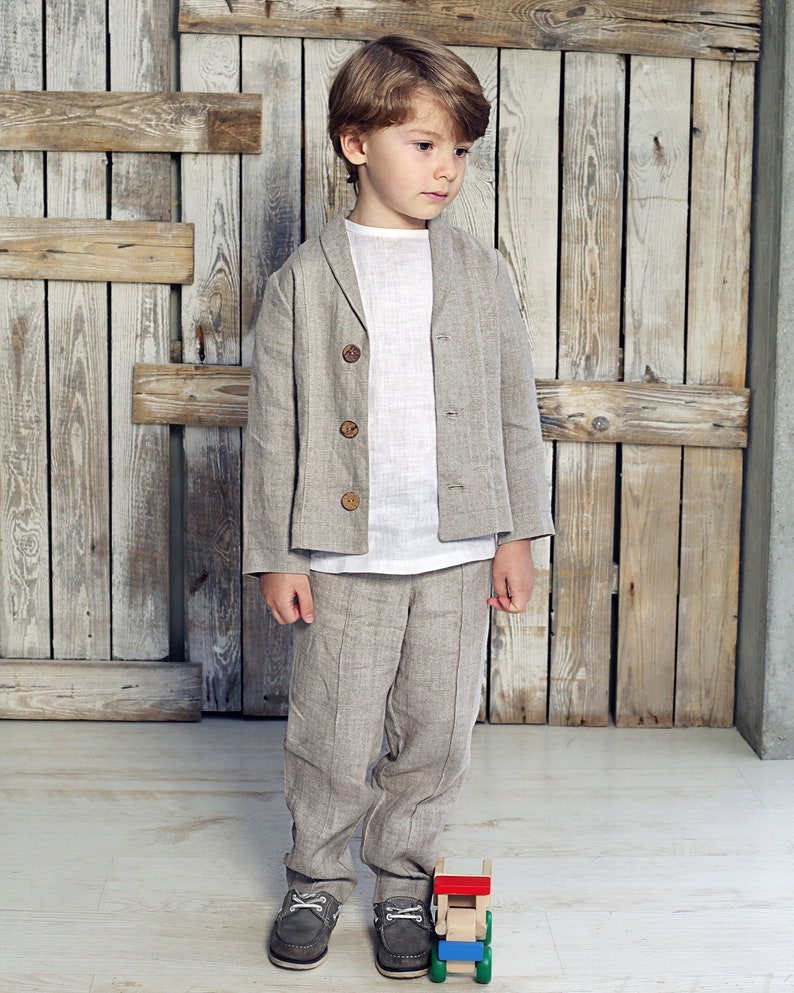 Boys Linen Suit, Boys Suit Set, Linen Boys Outfit, Boys Christening