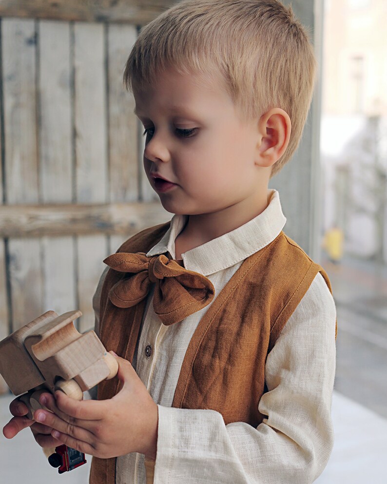 Boys vest and shorts set Boys suit set Linen boys west suit Linen boys suit Linen boys outfit Linen boys clothes Ready to ship 3T