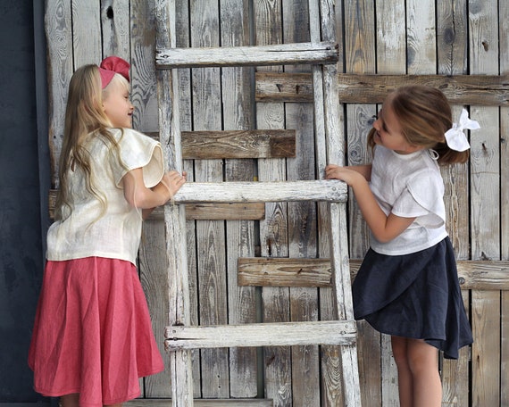 Girl Skirt Set Linen Girls Outfit Skirts for Girls Skirt and Blouse Set for Girls Kids Skirts Kids Skirt and Top Linen Girls Set Etsy Canada