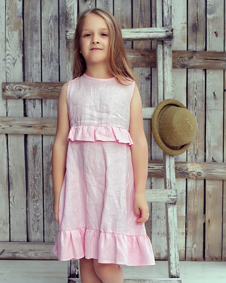Linen Girls Party Dress Girl Party Dress Girl Occasion Etsy