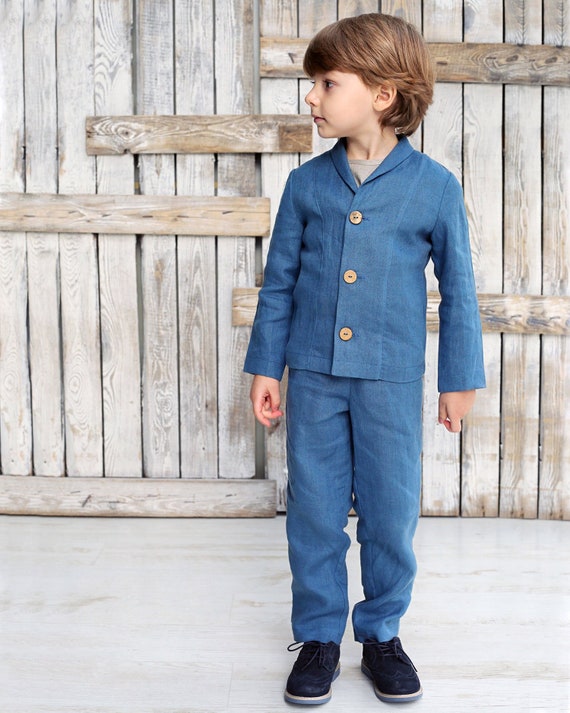 Traje de lino niños conjunto de trajes niños - Etsy