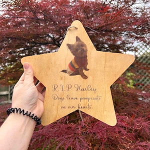 Pet Memorial Star – Personalized Wooden Keepsake with Sublimated Pet Photo & Engraved Name | Dog Cat Loss Gift | Custom Remembrance