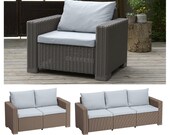 Grey Replacement Cushion Pads for Keter Allibert California Rattan Garden Furniture Patio Set Sofa Armchair Made In The UK