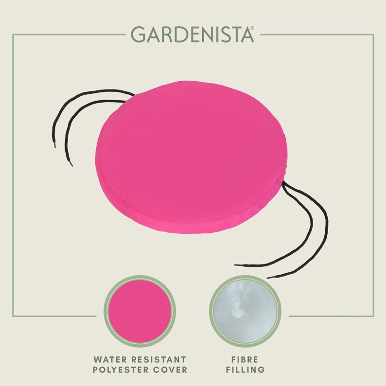 Pink Round Bistro Chair Seat Pad With Secure Tie Water Etsy UK