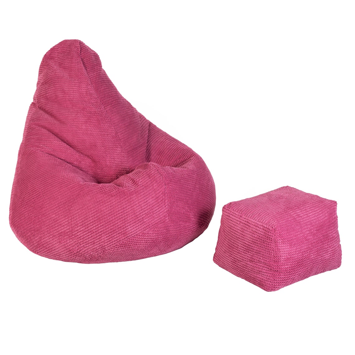 Bean Bag Pink Corduroy Highback Chair Set Indoor Gaming Etsy