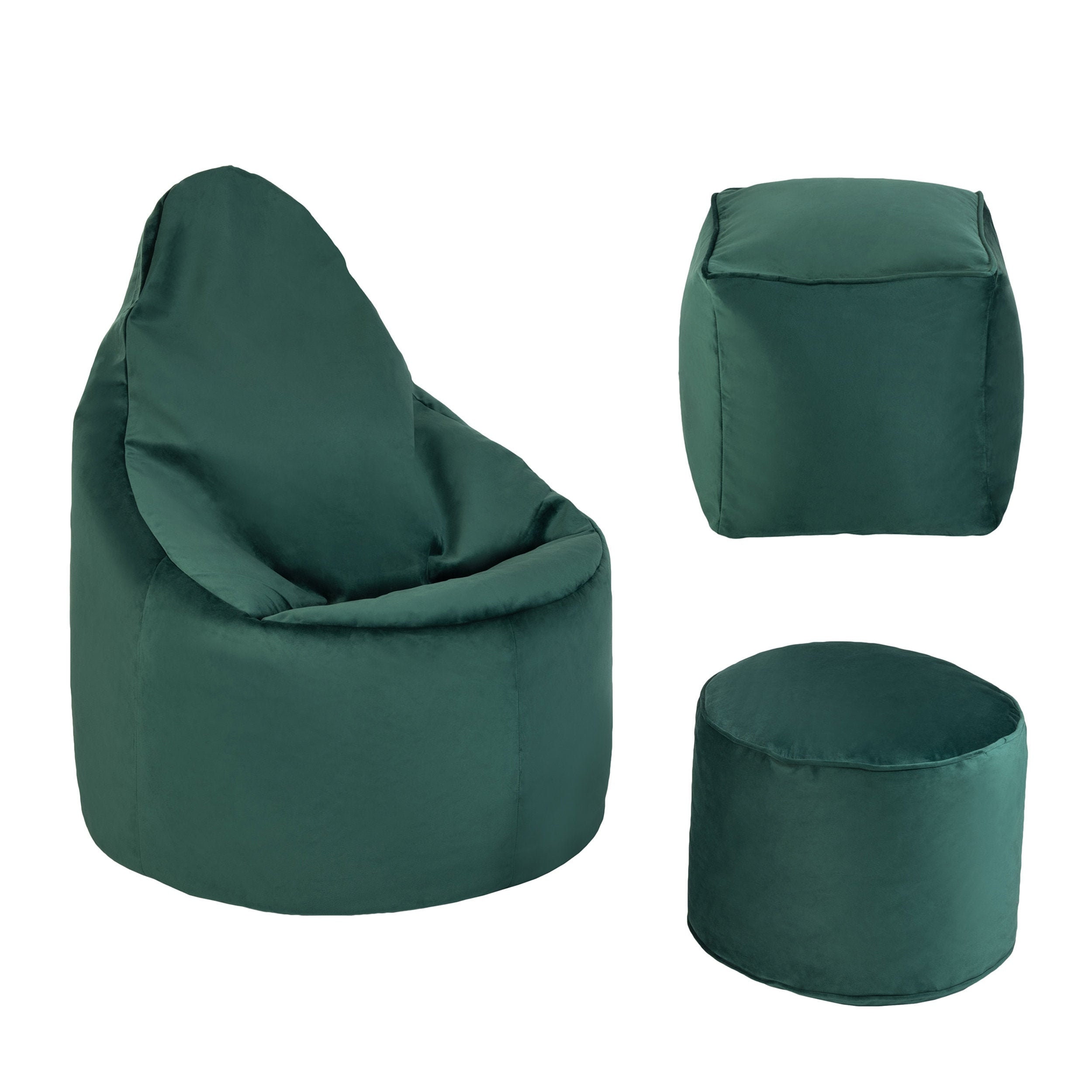 Bean Bag Green Luxurious Super Soft Velvet Highback Indoor Etsy